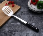 Mockery Stainless Steel Slotted Turner Comfortable Plastic Grip Handle Cooking Flipping Turning Frying and Grilling Refined Strainer for Kitchen Baking Dining Bar, 14 Inch