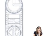 Multi-Purpose Geometry Ruler 360° Protractor Compass Set 8-in-1 Drawing Tool with Triangle Ruler,Protractor,Compass,Stencil & Measuring Scale Math,Drafting,Designer & Student Stationery Kit [ 2 PACK ]