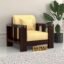 NATRAJ ART & CRAFT Sheesham Wooden 1 Seater Sofa for Living Room | Solid Wood Sofa | Rosewood Sofa Set for Home & Office | Lounge (Walnut)