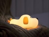 NYRWANA Puppy Light, Night Lamp for Kids, Night Light for Bedroom, Birthday Gift for Kids, Cute Table Lamp, Silicone Rechargeable Lamps with Charging Plug, Valentine Gift for Girlfriend (White)