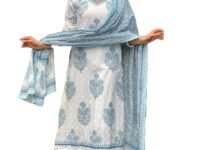 Nermosa Women Cotton Block Printed Kurta Pant With Dupatta