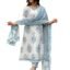 Nermosa Women Cotton Block Printed Kurta Pant With Dupatta