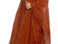 Nermosa Women Embroidery Solid Anarkali Kurta and Pant Set with Dupatta