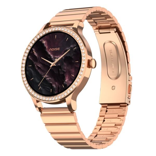 Noise Diva Araya Smartwatch for Women with AMOLED Display (850 Nits), 60 Precision-Set Crystals, Cycle Tracking, Skin Temperature, SOS with Live Location, 100+ Watch Faces - Iconic Rose Gold