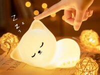 One94Store Sleeping Cat Rechargeable Silicone Night Lamp - Cozy Cat LED Lamp, Kids Night Light, Nursery Decor, Birthday Gift, Silicone LED Light, Multicolor