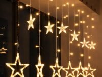 One94Store Star Curtain LED String Lights – 138 LED, 8 Flash Modes, Warm White Copper Wire Fairy Lights for Window, Wall, Garden, Diwali, Christmas, Wedding & Home Decoration (3 Meter)