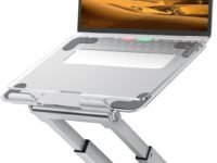 PLIXIO Adjustable Laptop Stand with 360° Rotating Base Tabletop Ergonomic Foldable Portable Holder Compatible for MacBook, HP, Dell, Lenovo & All Other Notebook (Sliver) (A06)