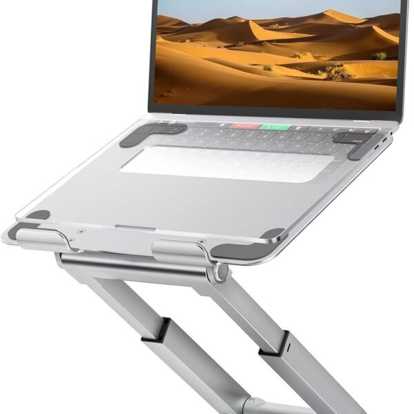 PLIXIO Adjustable Laptop Stand with 360° Rotating Base Tabletop Ergonomic Foldable Portable Holder Compatible for MacBook, HP, Dell, Lenovo & All Other Notebook (Sliver) (A06)