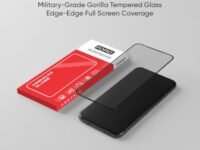 POPIO Military-Grade Gorilla Tempered Glass Compatible For iPhone 13/13 Pro / 14 / 16e (Black) Edge To Edge Coverage With Easy Installation Kit