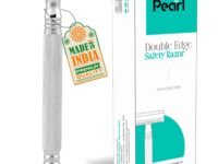 Pearl Shaving Double Edge Safety Razor (SS-01 CC-CHROME) made with Brass Metal- Classic & Traditional | Complimentary Blade Refills | Shaving Kit | Holi Gift Option