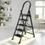 Plantex Ladder for Home 5 Steps/Foldable Ladder with Anti-Skid Wide Steps (30L x 20W cm)/Strong D-Shape Pipe with X-Support for More Stability/5 Year Warranty(Apex-Black)