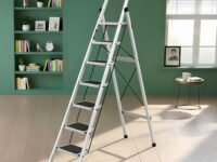 Plantex Ladder for Home 7 Steps/Foldable Ladder with Anti-Skid Wide Steps (30L x 20W cm)/Strong D-Shape Pipe with X-Support for More Stability/5 Year Warranty(Apex-White)