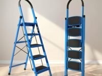 Plantex Ladder for Home - Premium Steel Foldable 5-Step Ladder - Anti Skid Strong Steps with 5 Years Manufacturer Warranty (Blue & Black)