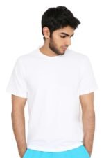 Premium Tee for Men – Loose Fit Half Sleeve Modern Style T-Shirt in Lightweight Cotton Stretch Fabric – Collarless Standard Length for Comfort, Movement, and Breathability