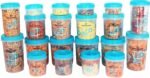 Princeware Twister Combo Plastic Package Container Set, 20-Pieces, Blue| Storage Containers for Kitchen Airtight |Rice Spices Atta Grains Organizers | Jar Food Grade | for Storing | BPA Free Stackable
