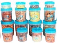 Princeware Twister Combo Plastic Package Container Set, 20-Pieces, Blue| Storage Containers for Kitchen Airtight |Rice Spices Atta Grains Organizers | Jar Food Grade | for Storing | BPA Free Stackable