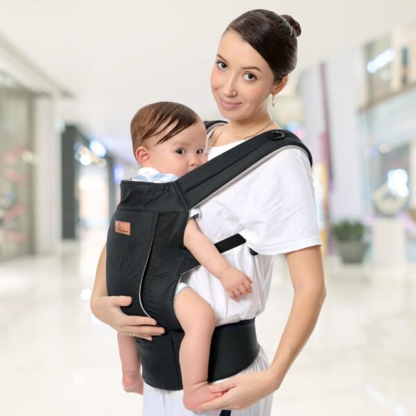 R for Rabbit Comfy Hug Ergo Baby Carrier for New Born | 2 in 1 Handsfree Front & Back Carry Position, Comfortable and Adjustable Strap Ergonomic Kangaroo Bag for 4 to 24 Month Kids Up to 15 Kg (Black)