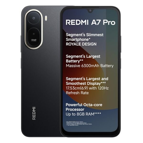 REDMI A7 Pro 4G (Black, 4GB RAM, 64GB Storage) | Segment's Slimmest Smartphone | Segment's Largest 6300mAh Battery | Segment's Largest 17.53cm and Smoothest 120Hz Display | Charger in the Box