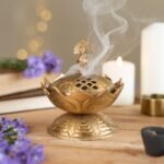 RITUALISTIC Lotus Brass Loban Burner (Gold) | Dhoop Holder and Candle Light | Incense Burner | Dhoop Dani | Pooja Items | Antique Lantern | Dhoop Batti Stand | Sambrani Holder | Pooja Room Decor