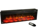 RVA Decorative Electric Fireplace, 48x16x6 inches, with Remote & heating option, Matt black