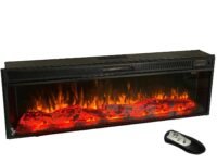 RVA Decorative Electric Fireplace, 48x16x6 inches, with Remote & heating option, Matt black
