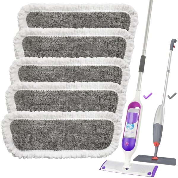 Reusable Mop Pads Compatible with Swiffer PowerMop, 16x6.7Inch Microfiber Floor Mop Pads, Grey Pads, 5 Pack