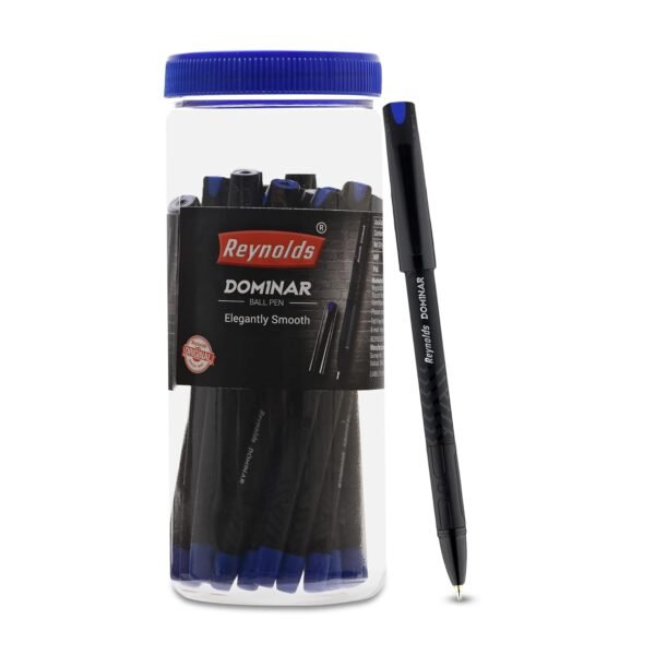 Reynolds DOMINAR BP 20 CT JAR - BLUE Ball Pen I Lightweight Ball Pen With Comfortable Grip for Extra Smooth Writing I School and Office Stationery