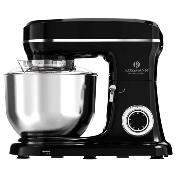 Rossmann Stand Mixer, Professional 1600 Watts 100% Pure Copper Motor, 5.5 Lit removeable SS Bowl, 4 Safety Features, Metal Gears & Planetary Rotation, Teflon Coated Accessories, Black