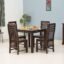Royal Sheesham Wooden Dining Table 4 Seater with Chairs - Space Saving 4 Seater Dining Table Set - Dining Set in Grey Finish