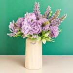 SATYAM KRAFT 1 Pcs Artificial Multiflora Flower Roses Fake Sticks Bunch Decorative Items for Home Decor, Bouquets, Bedroom, Living Room, Wedding, Festive Decor (Without Vase) (1, Purple)
