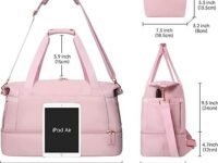 SKYTONE Travel Bags for Men & Womens, Sports Travel Duffel Bag with USB Charging Port, Weekender Overnight Bag with Wet Pocket and Shoes Compartment for Men & Women Multipurpose Use (Pink)