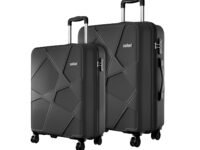 Safari Cabin Pentagon Pro 8 Wheels Spinner Set of 2 (+ Medium) Trolley Bags, Hard Case Polypropylene, 360º Wheeling Luggage for Men & Women, Suitcase for Travel, Trolley Bags for Travel, Black