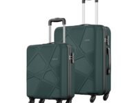 Safari Cabin Pentagon Set of 2, & Checkin Trolley Bags Hard Case Polypropylene 4 Wheels 360 Degree Wheeling System Luggage, Travel Bags, Suitcase for Travel, Trolley Bags for Travel, Dusk Green