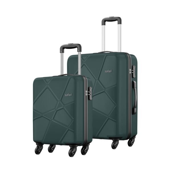 Safari Cabin Pentagon Set of 2, & Checkin Trolley Bags Hard Case Polypropylene 4 Wheels 360 Degree Wheeling System Luggage, Travel Bags, Suitcase for Travel, Trolley Bags for Travel, Dusk Green