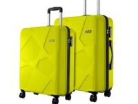 Safari Cabin Polypropylene Spinner Pentagon Pro 8 Wheels Set of 2 (+ Medium) Trolley Bags, Hard Case, 360º Wheeling Luggage for Men & Women, Suitcase for Travel, Green Lime, 65 Cm, 55 Cm