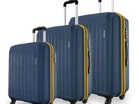 Safari Genius Alley Set of 3 (Cabin+ Medium + Large) Trolley Bags Hard Case Polypropylene, 4 Wheels, 360 Degree Wheeling Luggage, Travel Bag, Suitcase for Travel, Trolley Bags for Travel, Navy