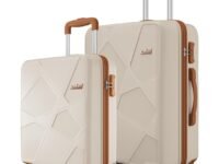 Safari Pentagon Pro 8 Wheels Set of 2, (Cabin + Medium) Trolley Bag, Hard Case Polypropylene, 360º Wheeling Luggage, Suitcase for Travel, Trolley Bags for Travel, Luxury Beige