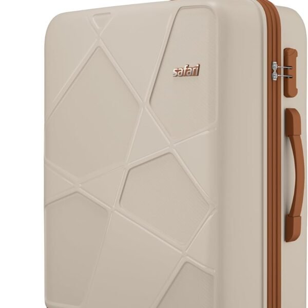 Safari Pentagon Pro 8 Wheels Trolley Bags, Luxury Beige, Checkin | 75 cm | Large, Safari Pentagon Pro 75cm Large Size Check-in Trolley Bag Polypropylene 8 Wheels Luxury Beige