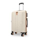 Safari Thorium Royale 8 Wheels 66cm Medium Size Trolley Bag Hard Case Checkin Polycarbonate Luggage, TSA Lock, Wet Pouch Organized Interior, Suitcase for Travel, Trolley Bags for Travel, Vanilla Tan
