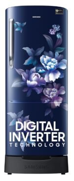 Samsung 183 L, 4 Star, Digital Inverter, Direct-Cool Single Door Refrigerator (RR20C1824HV/HL, Himalaya poppy Blue, Base Stand Drawer)