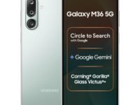 Samsung Galaxy M36 5G Mobile (Serene Green, 6GB RAM, 128GB Storage) | Google Gemini| Gorilla Glass Victus+ | 7.7mm | AI Enhanced 50MP OIS Triple Camera| Nightography| Lag-free Gaming | Without Charger