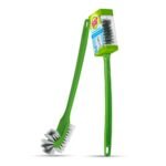 Scotch-Brite Double Sided Toilet Brush with long handle, cleans inside the rim, Easy to hang, suitable for indian and western toilet (Green Pack Of 1)