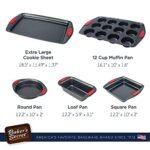 Set of 5 Bakeware Pans - 1 x Round Pan, 1 x Square Pan, 1 x Cookie Sheet, 1 x Loaf Pan, Pans for Baking, Non-Stick, Duraslate Coating, with Easy Grip - 5 Pieces Baking Set