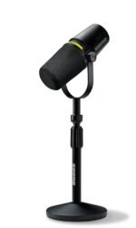 Shure MV7+ Podcast Microphone with Stand. Enhanced Audio, LED Touch Panel, USB-C & XLR Outputs, Auto Level Mode, Digital Pop Filter, Reverb Effects, Podcasting, Streaming, Recording - Black