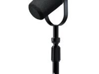 Shure MV7+ Podcast Microphone with Stand. Enhanced Audio, LED Touch Panel, USB-C & XLR Outputs, Auto Level Mode, Digital Pop Filter, Reverb Effects, Podcasting, Streaming, Recording - Black