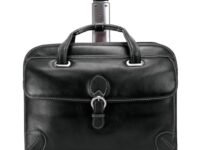 Siamod CARUGETTO 45295 Black Leather Detachable-Wheeled Laptop Case