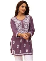Sidhidata Women Rayon Regular Stylish Kurti with 3/4 Sleeves & Beautiful Neck Embroidery Ideal for Casual Office Wear & Everyday Comfort (Kurti Angell)