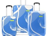 Skybags Splash Set (55+65+75 cm) | Printed Luggage Trolley Set with 8 Wheels and in-Built Combination Lock | Unisex (Blue)