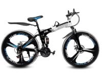Skyride Bikes X6 Series BM Cycle – Foldable Bicycle with 21-Speed Gears, Carbon Steel Frame, Dual Suspension & Disc Brakes for a Smooth & Comfortable Ride | Ideal for City Rides | Black & White