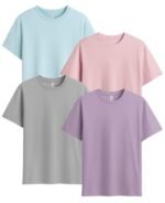 Sleepynuts Women Boyfriend Plain Round Neck Half Sleeve T-Shirt